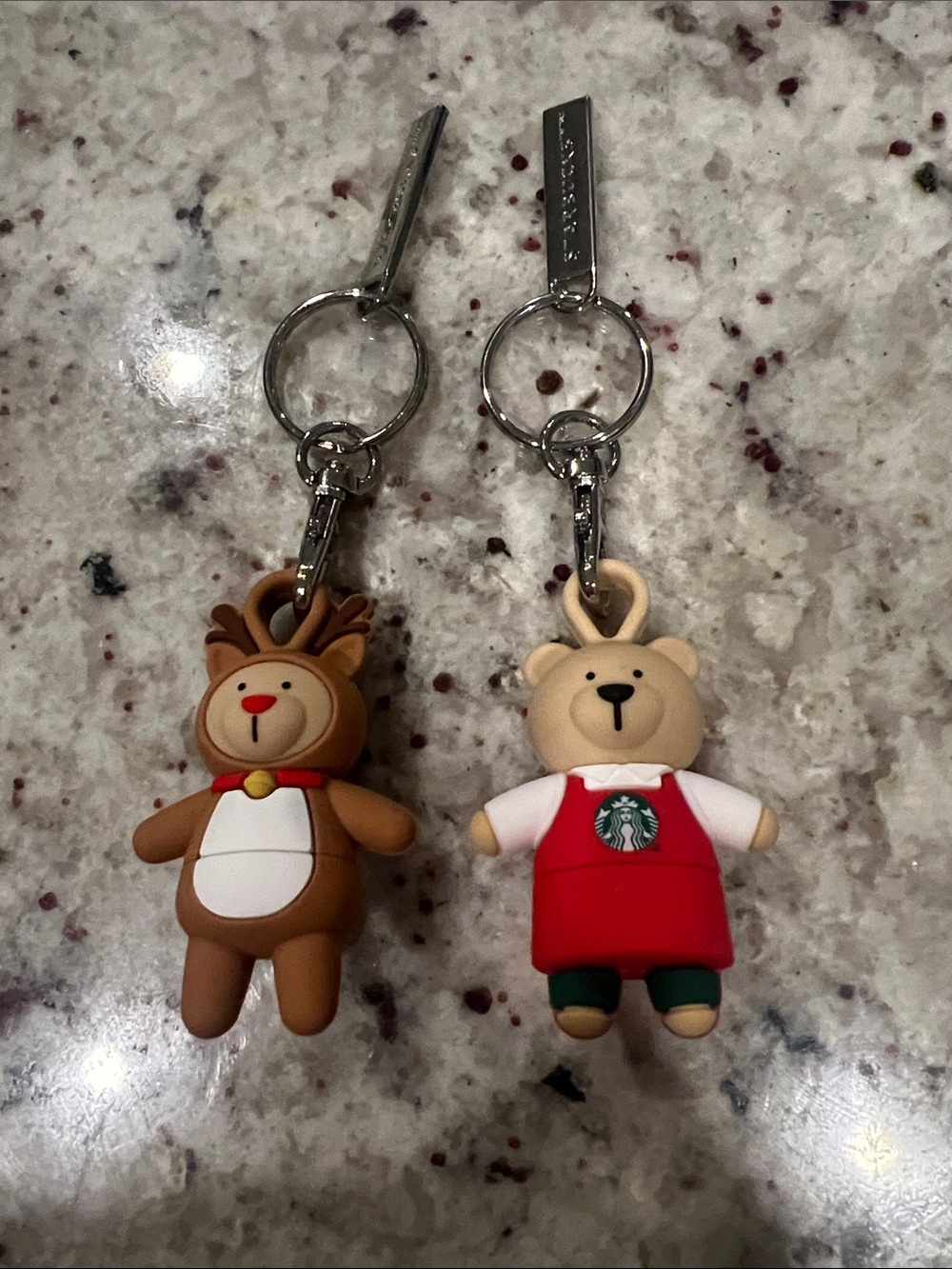 Starbucks Red & Brown Bear and Reindeer Bearista Keychain Set
